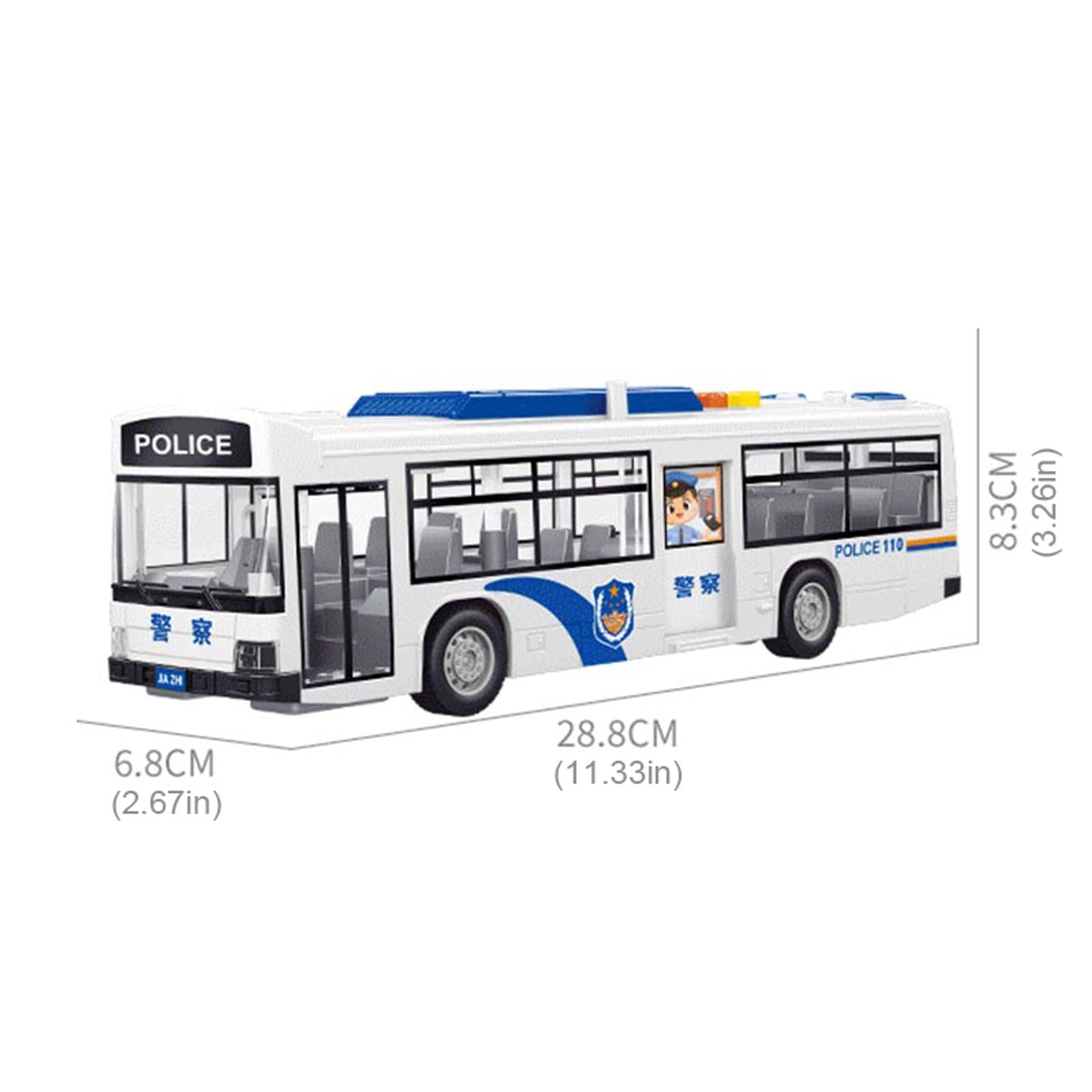 Large Police Bus Pull Back Vehicle with Lights and Music