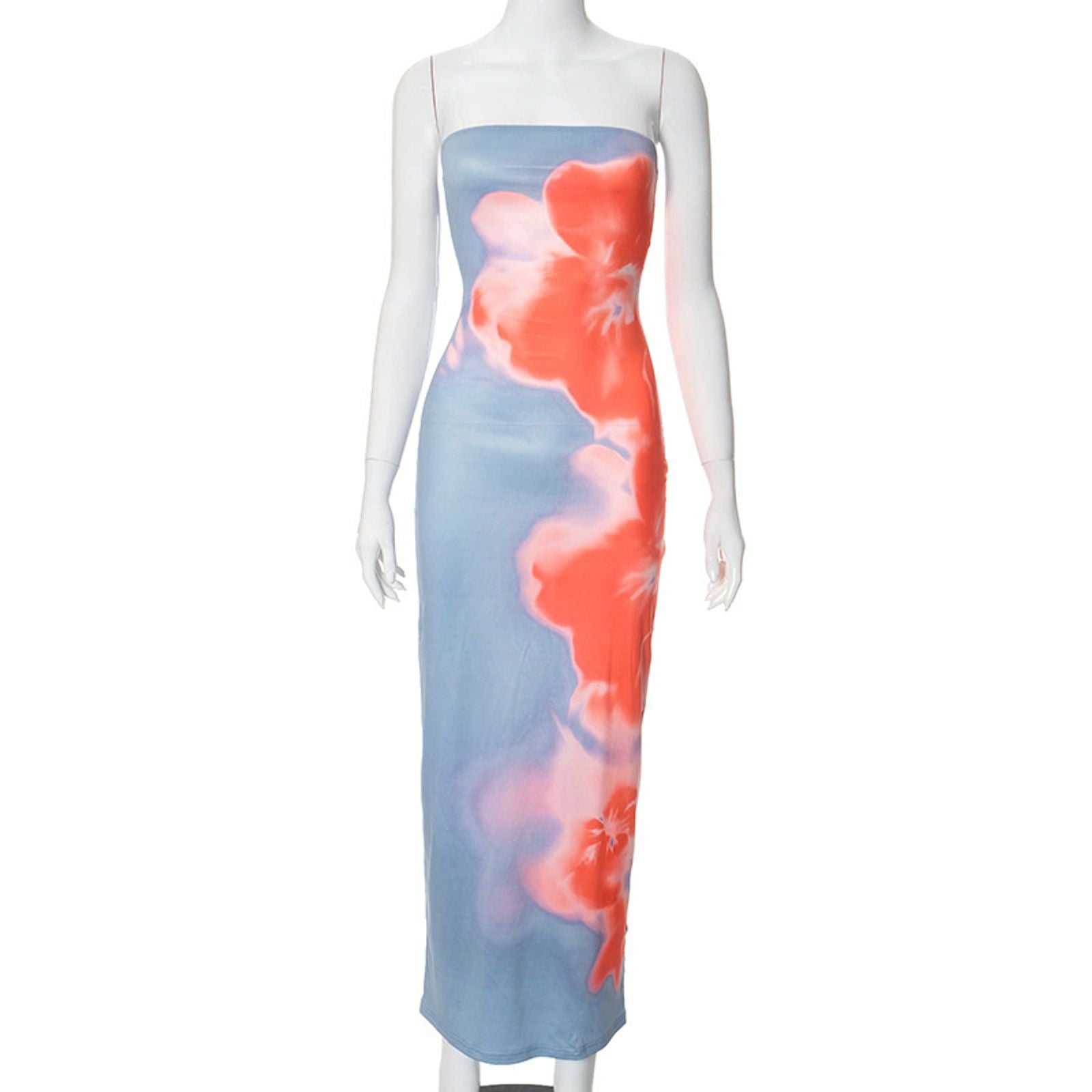 Off Shoulder Print Tube Maxi Dress for Women
