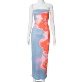 Off Shoulder Print Tube Maxi Dress for Women