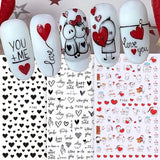 6PCS 3D Valentine’s Day Nail Art Stickers - Cute Cartoon Designs