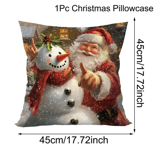 Christmas Decorative Throw Pillow Covers - Santa, Snowman, Elk