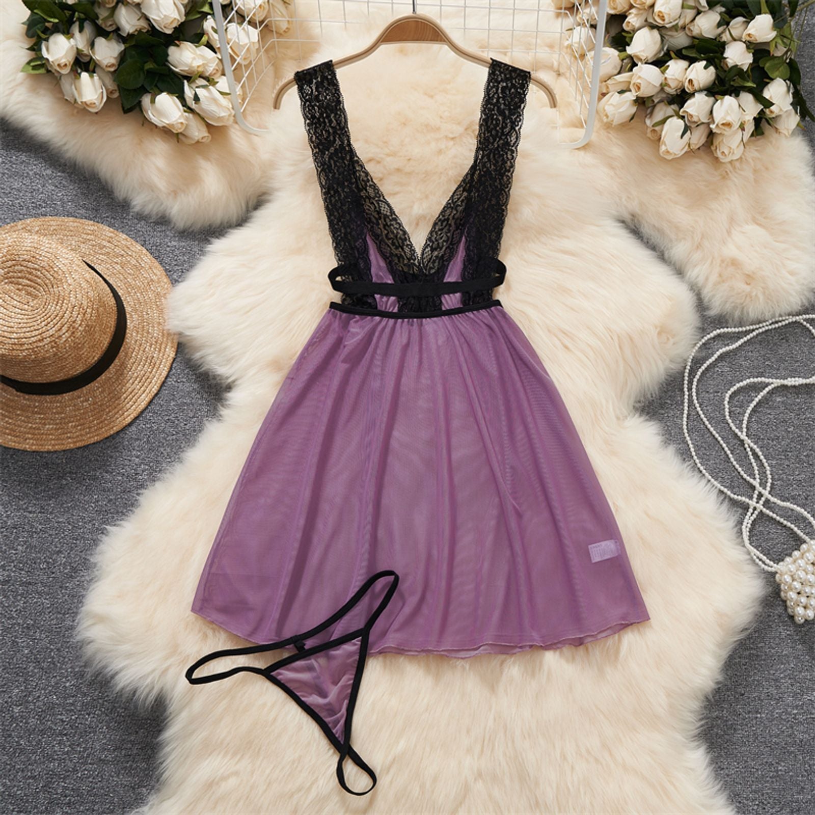 Black Cute Lolita Mini Dress with Ruffle Bow