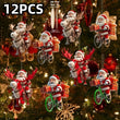 12-Piece Wooden Santa Claus Ornament Set