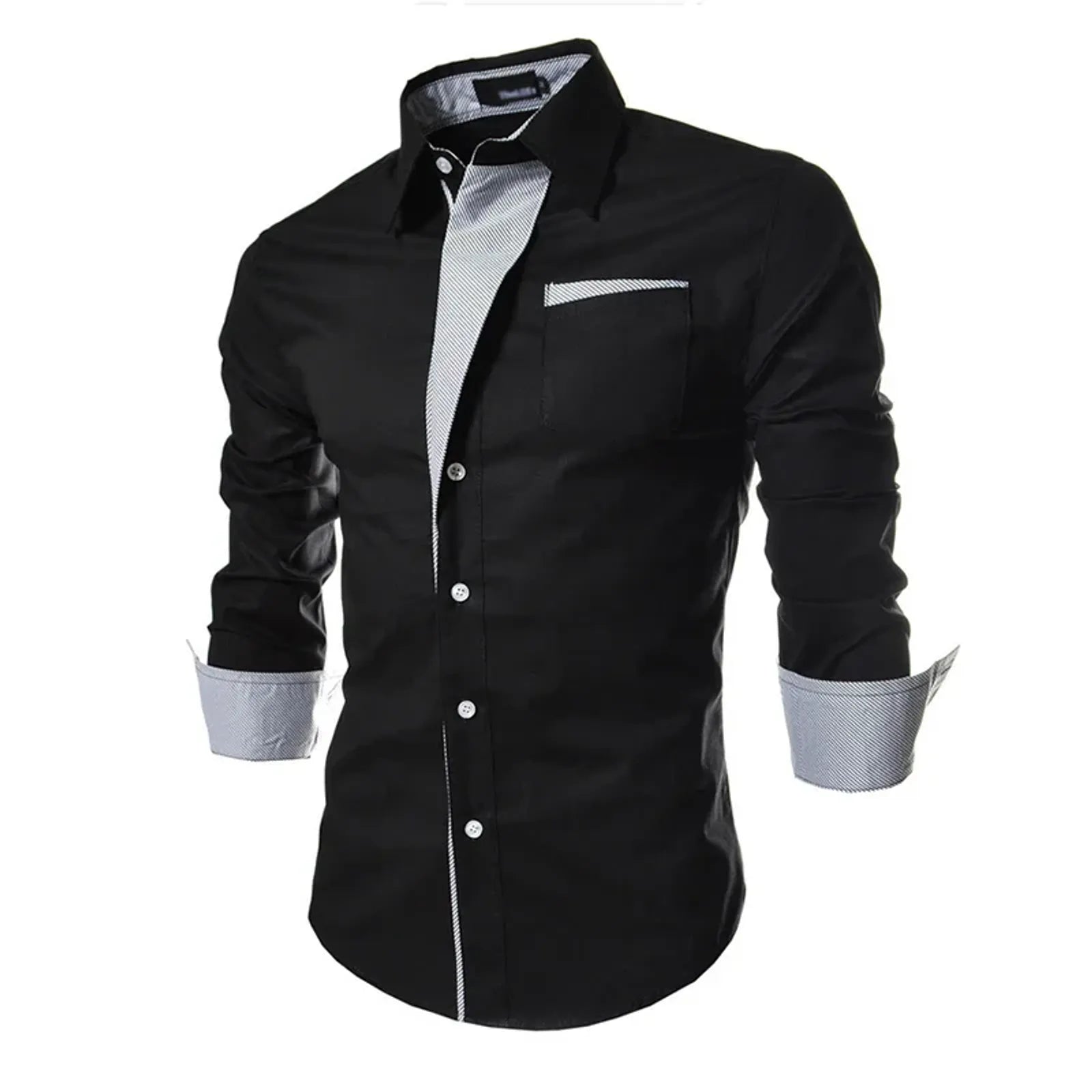 Men's Slim Fit Striped Shirt - Black & White