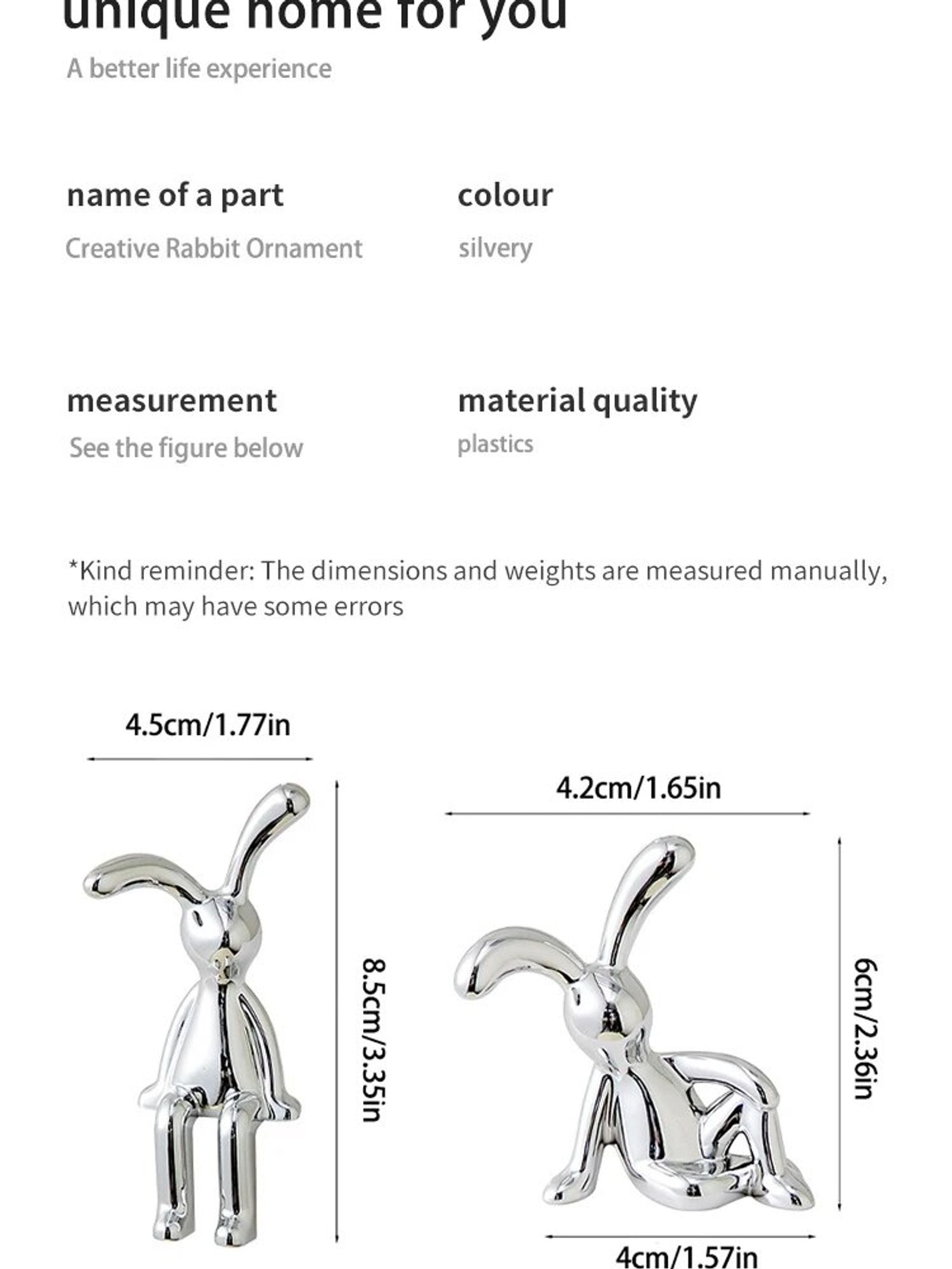 2PC Long-Eared Rabbit Ornaments for Home Decoration