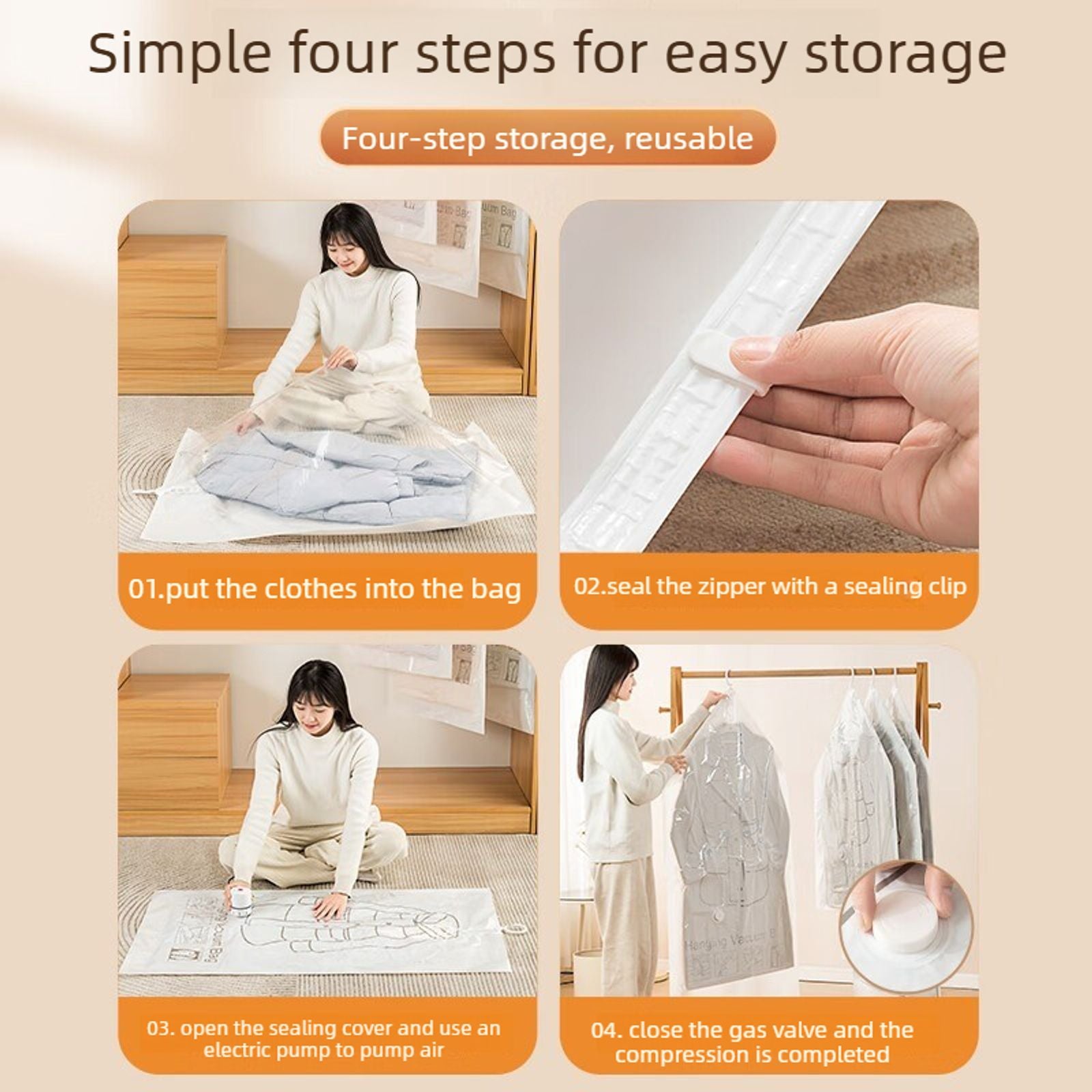 Vacuum Compression Storage Bag for Coats and Clothes