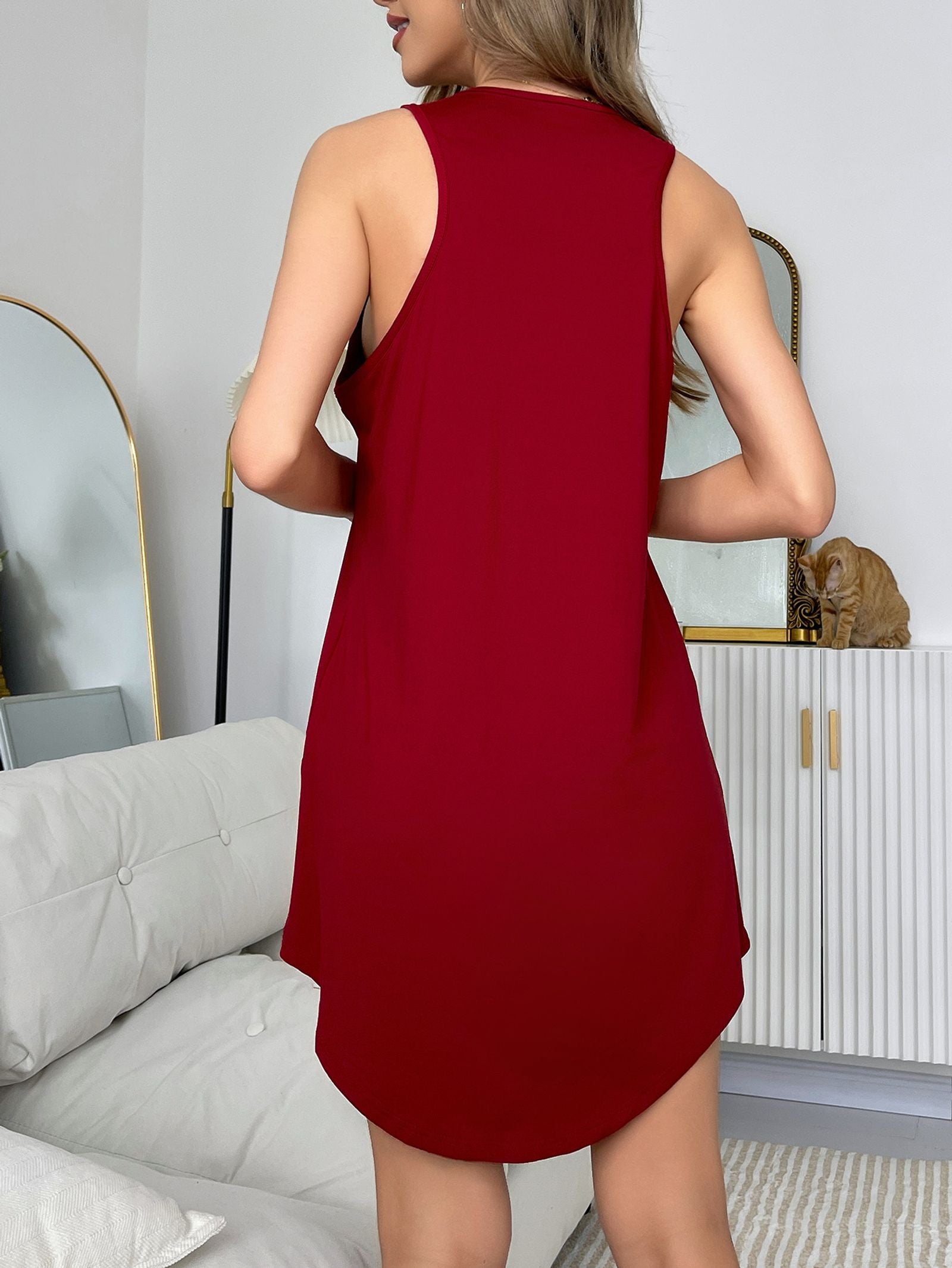 Women's Sleeveless Vest Nightdress with Love Print