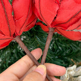 3/5pcs Red and White Artificial Glitter Christmas Flowers