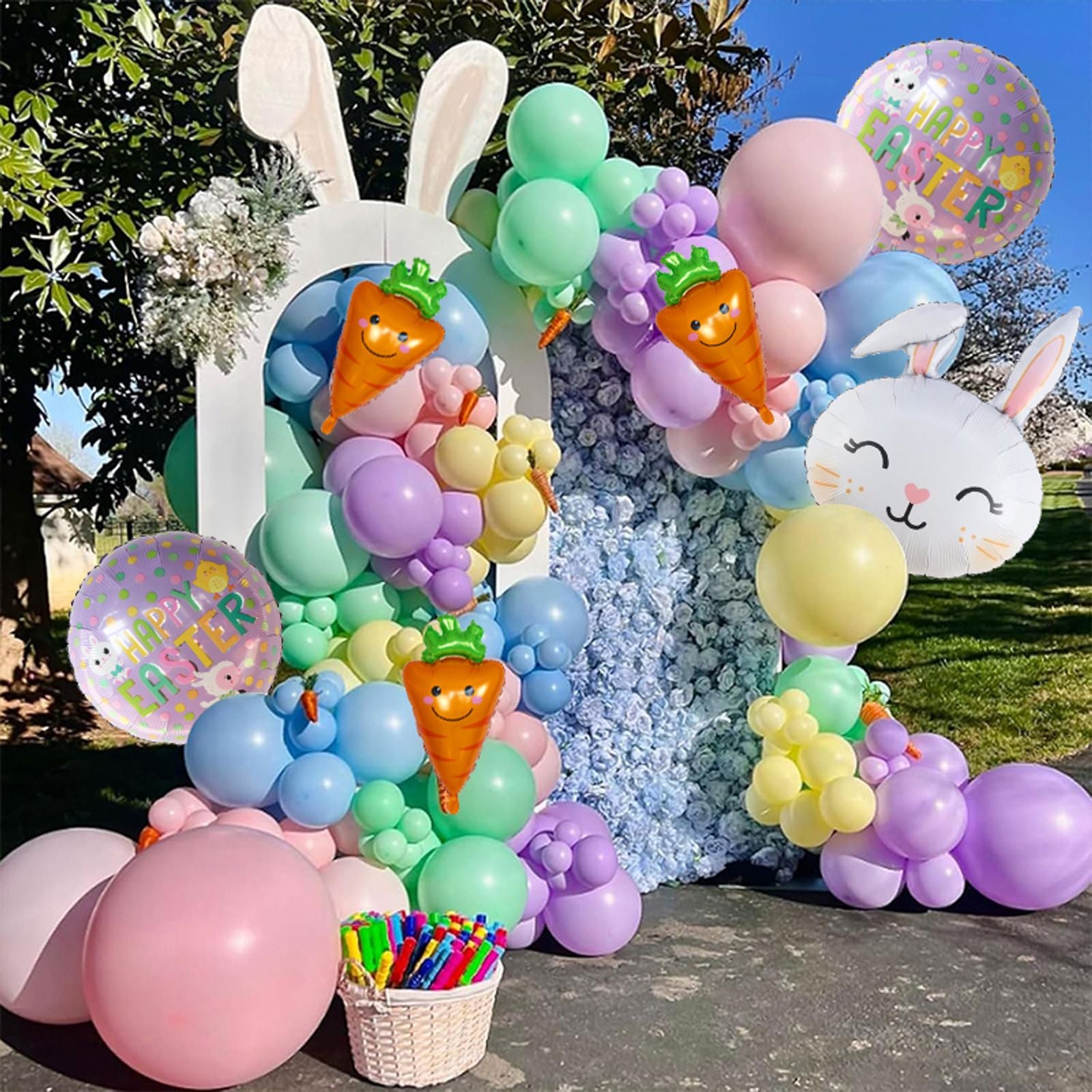 Cartoon Rabbit Foil Balloon Garland Kit for Easter