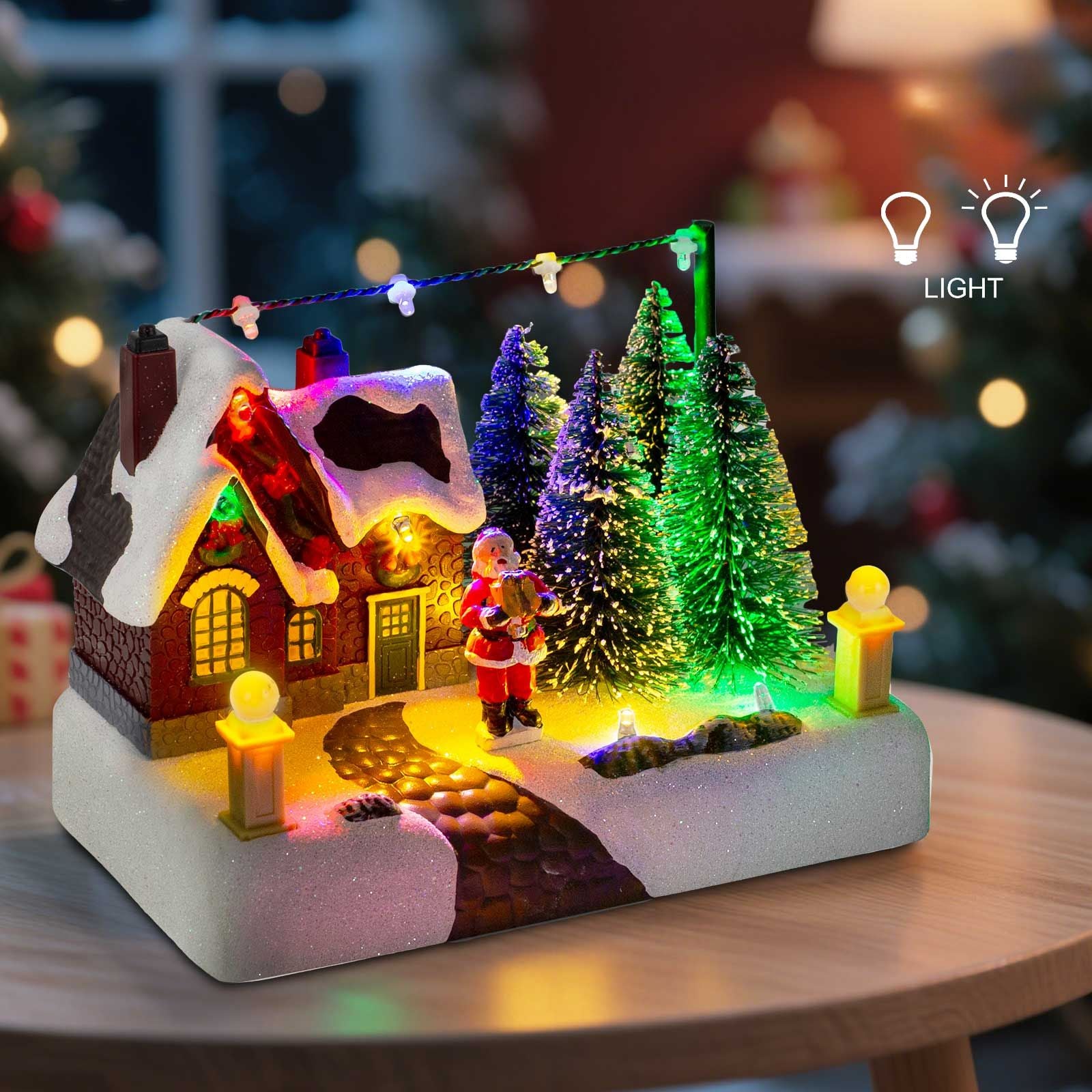 Christmas Village Scene Collectible with Lights and Trees