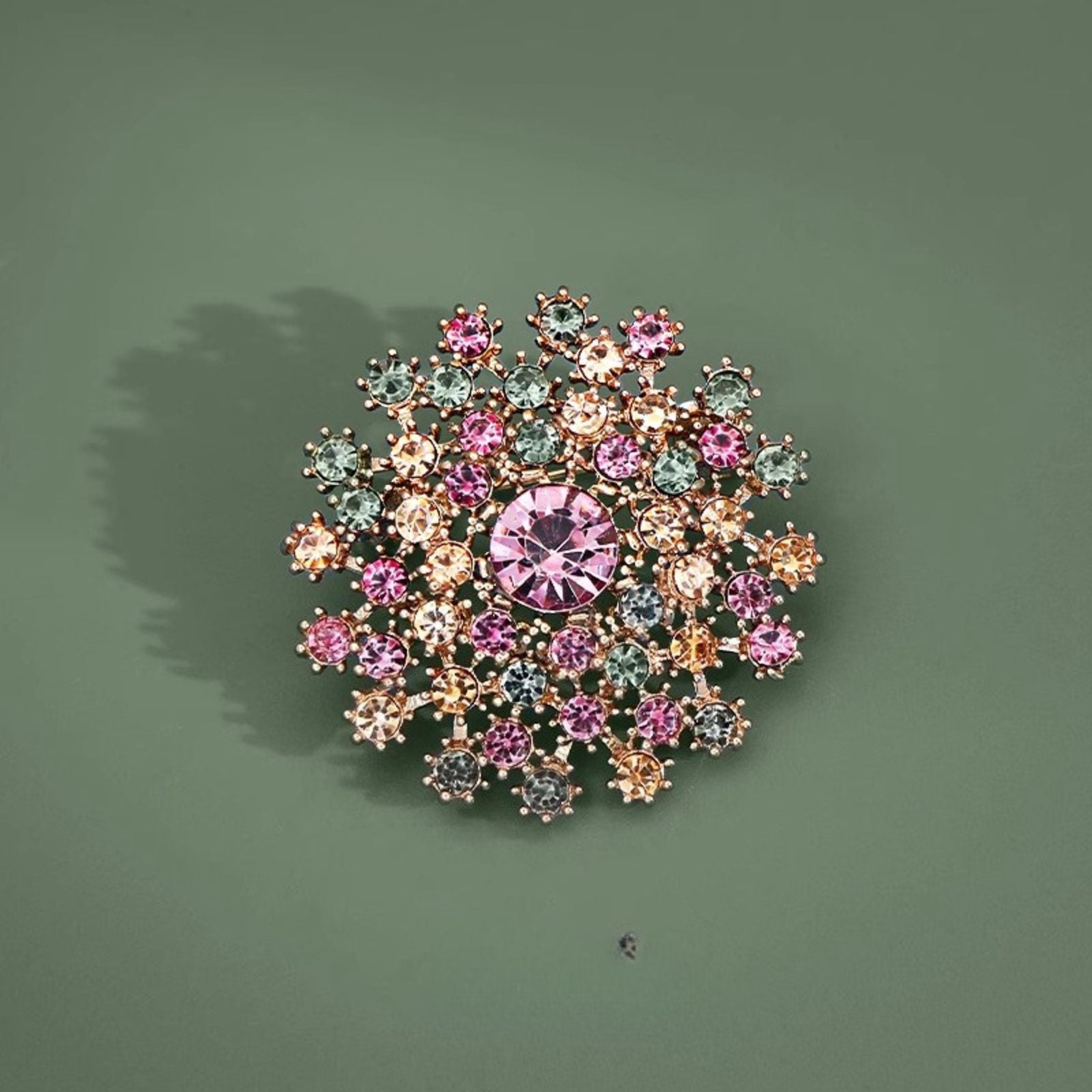 Elegant Colorful Crystal Star Flower Brooch Pin