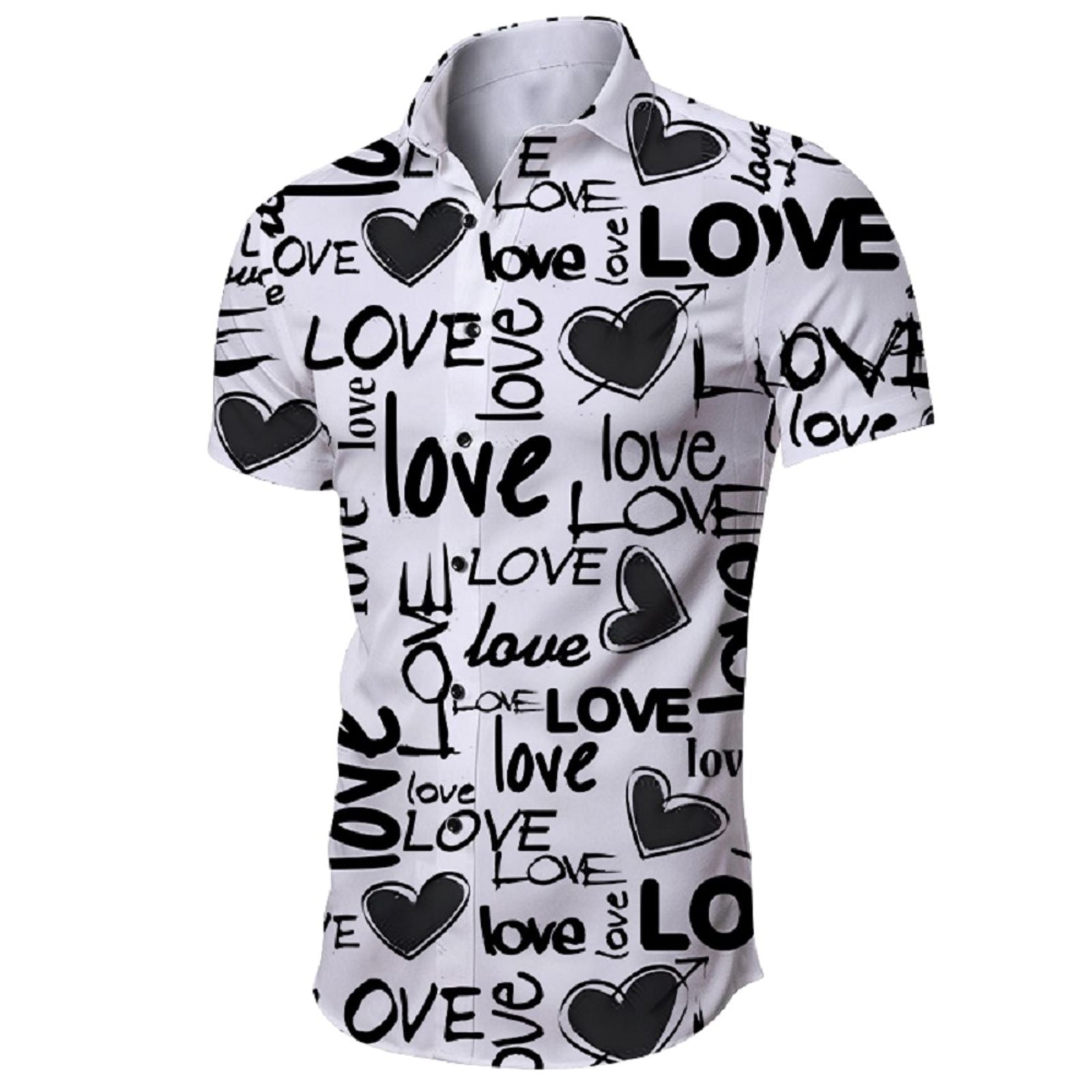 Men's Summer Letter Print Short-Sleeved Hawaiian Shirt