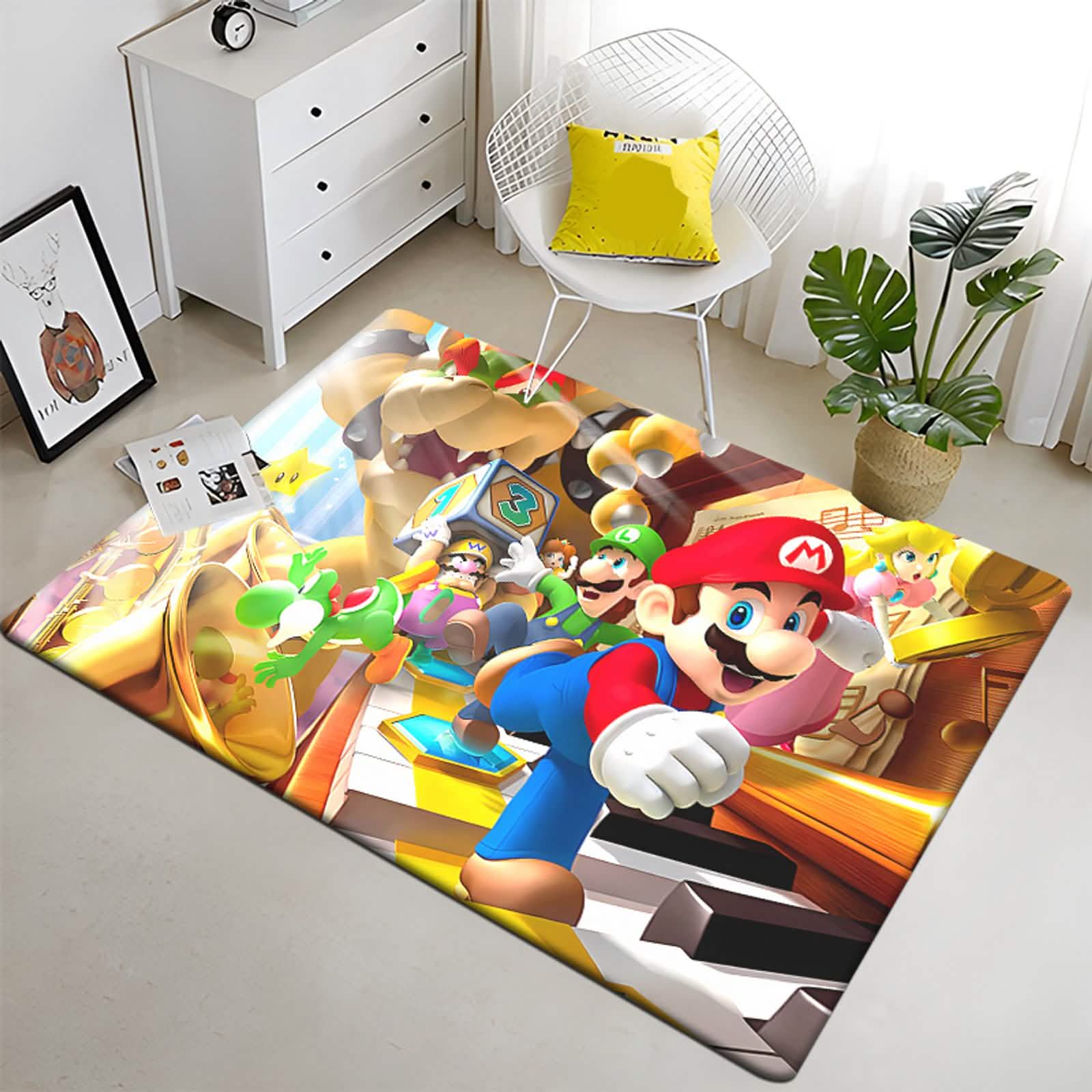 Super Mario HD Printed Carpet Rug for Living Room & Bedroom