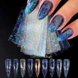 9PCS Nail Transfer Stickers Holographic Design Gel Decals