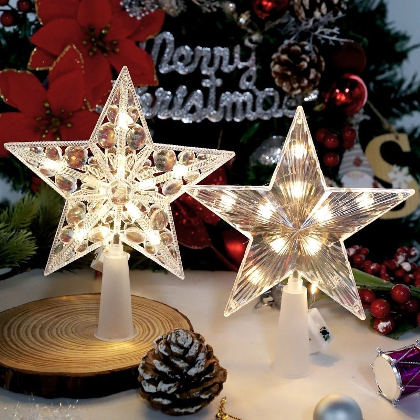 15cm Warm White LED Christmas Tree Star Decoration