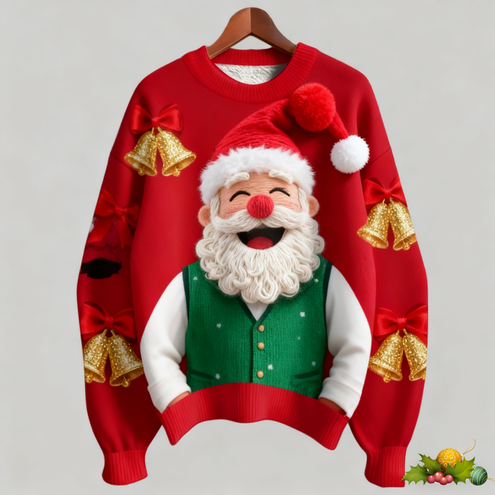3D Printed Santa Claus Snowflake Ugly Sweater