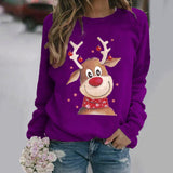 3D Reindeer Print Christmas Sweatshirt for Women