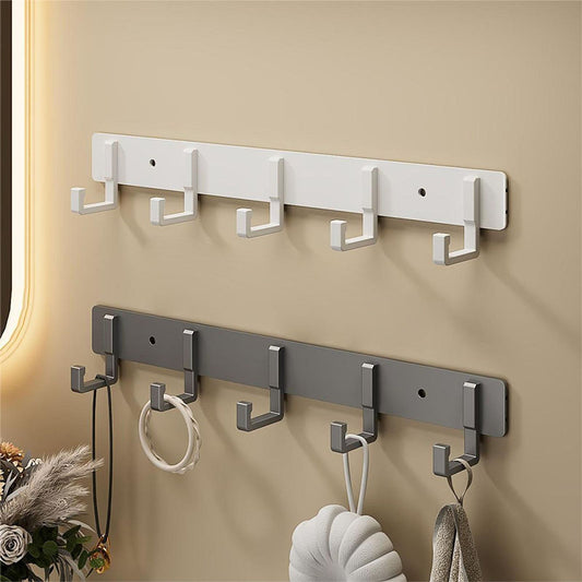 Heavy Duty Wall Coat Rack with Black Hooks