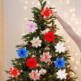 20 Pcs Glitter Artificial Christmas Flowers for Holiday Decor