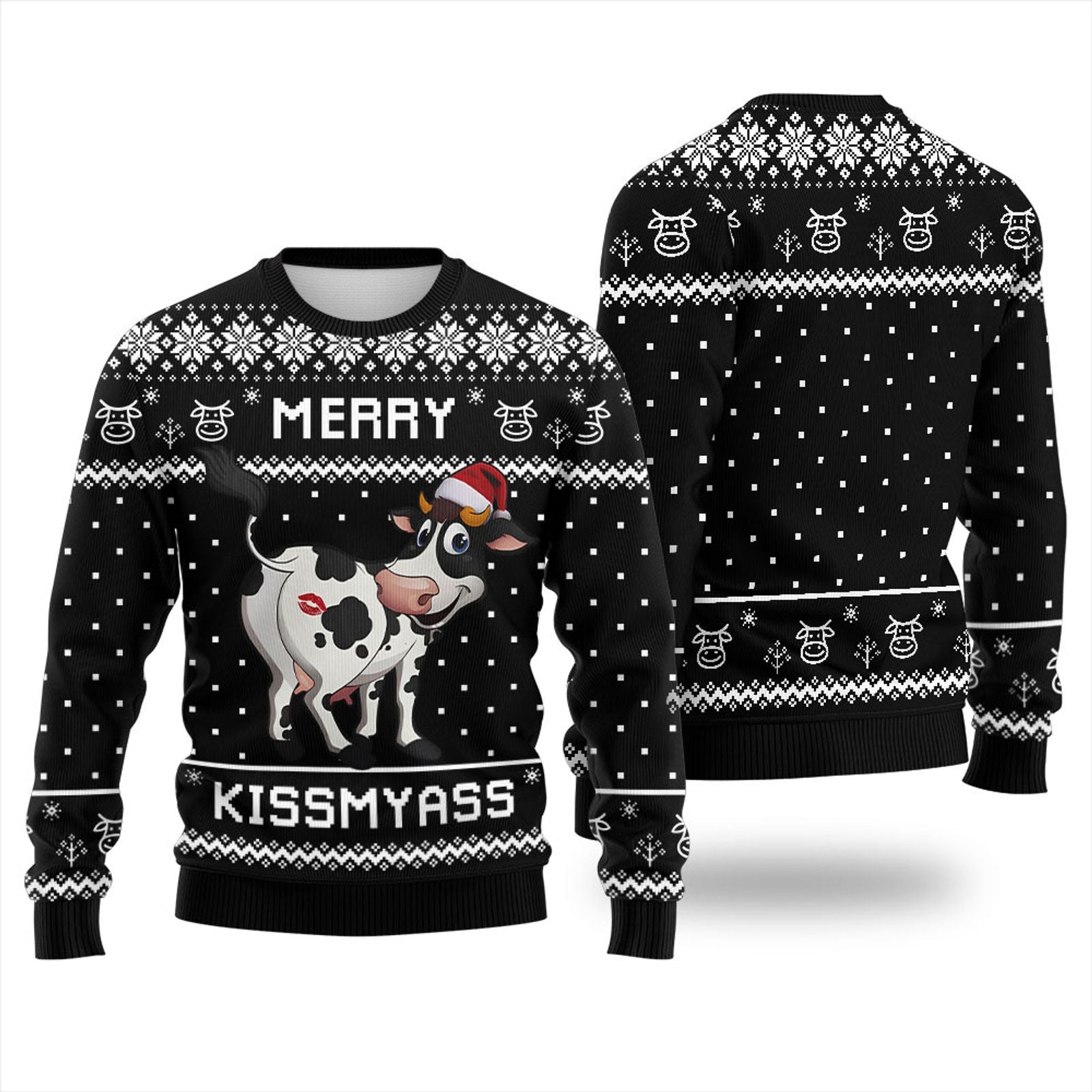 Funny Cow Santa Hat Christmas Ugly Hoodie for Women