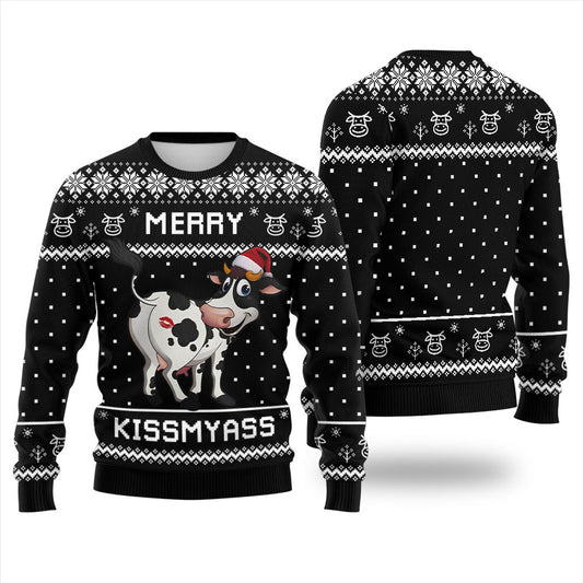 Funny Cow Santa Hat Christmas Ugly Hoodie for Women