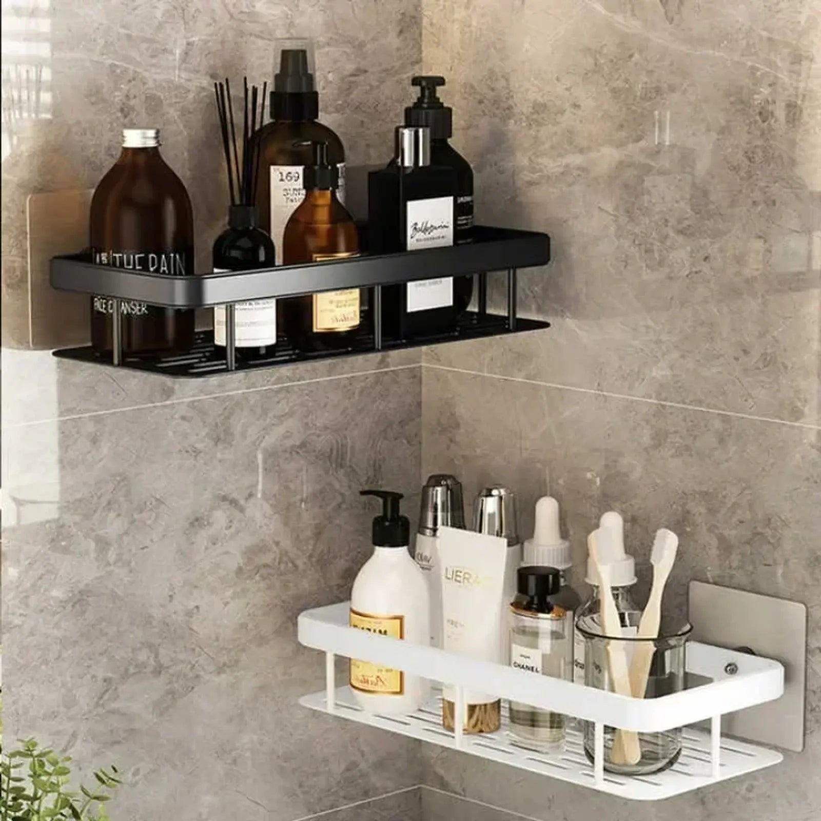Aluminum Alloy Bathroom Shelf Organizer - No Drill