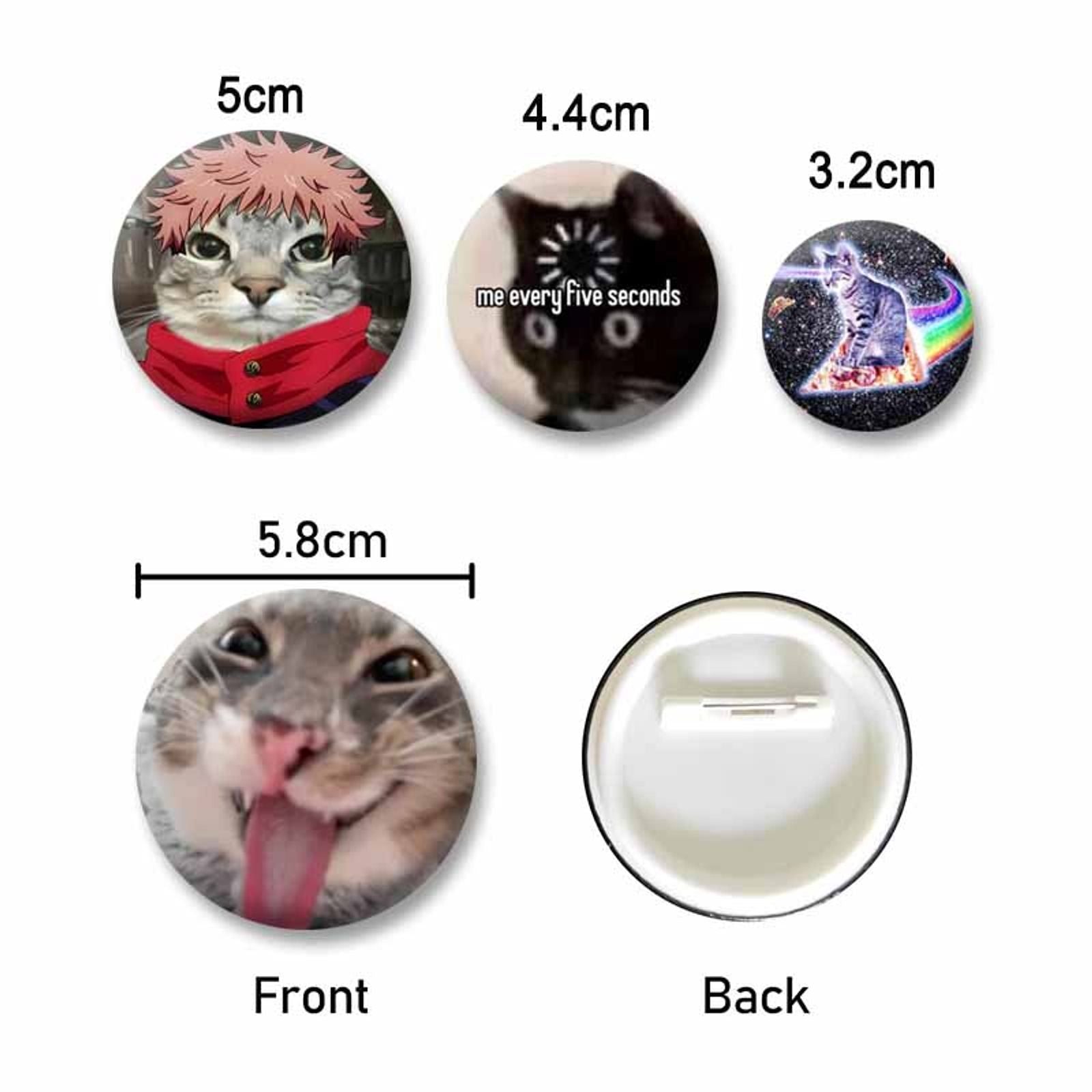 Funny Cat Memes Button Pins - Cute Cartoon Jewelry Badges