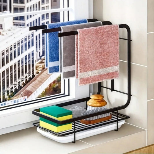 Wall Mounted Kitchen Dish Cloth Holder and Drying Rack