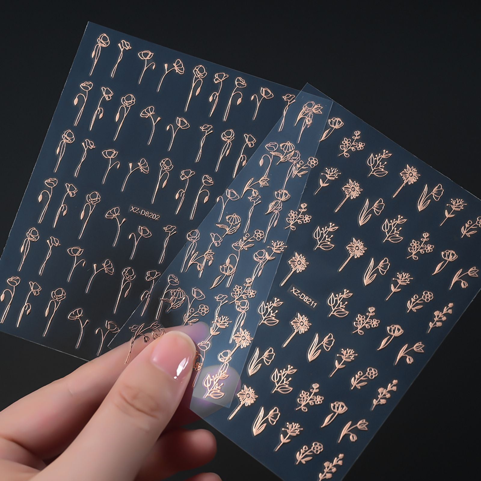 12pcs Self-Adhesive Laser Flower and Leaf Nail Art Stickers