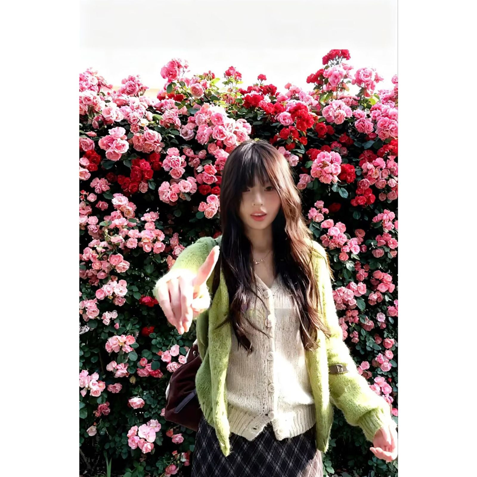 Women’s High-Waist Plaid Midi Skirt in Argyle Pattern