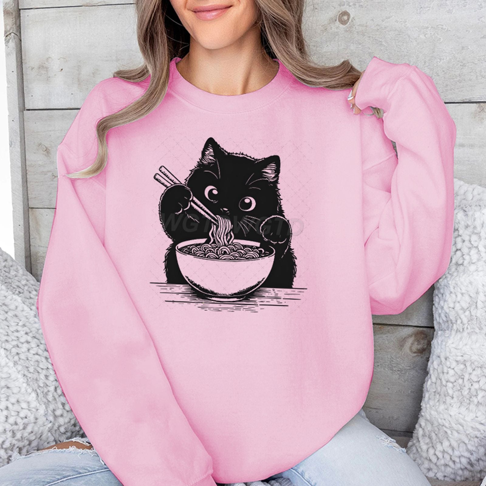 Kawaii Cat Eating Ramen Sweatshirt
