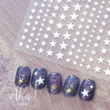 3D Crescent Moon Nail Stickers - White, Black, Gold, Silver
