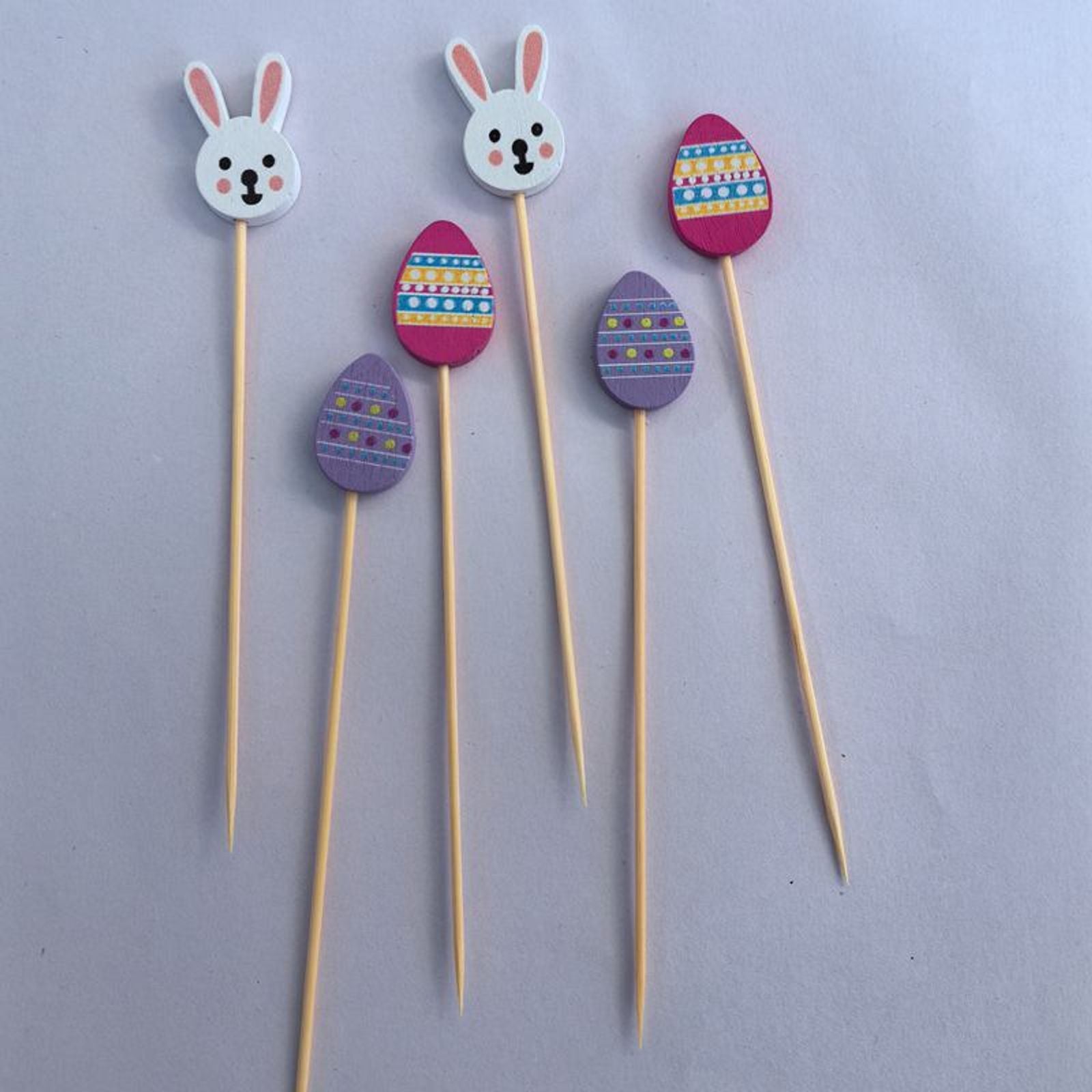 100pcs Bunny Egg Bamboo Skewers for Kids' Easter Parties
