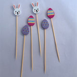 100pcs Bunny Egg Bamboo Skewers for Kids' Easter Parties