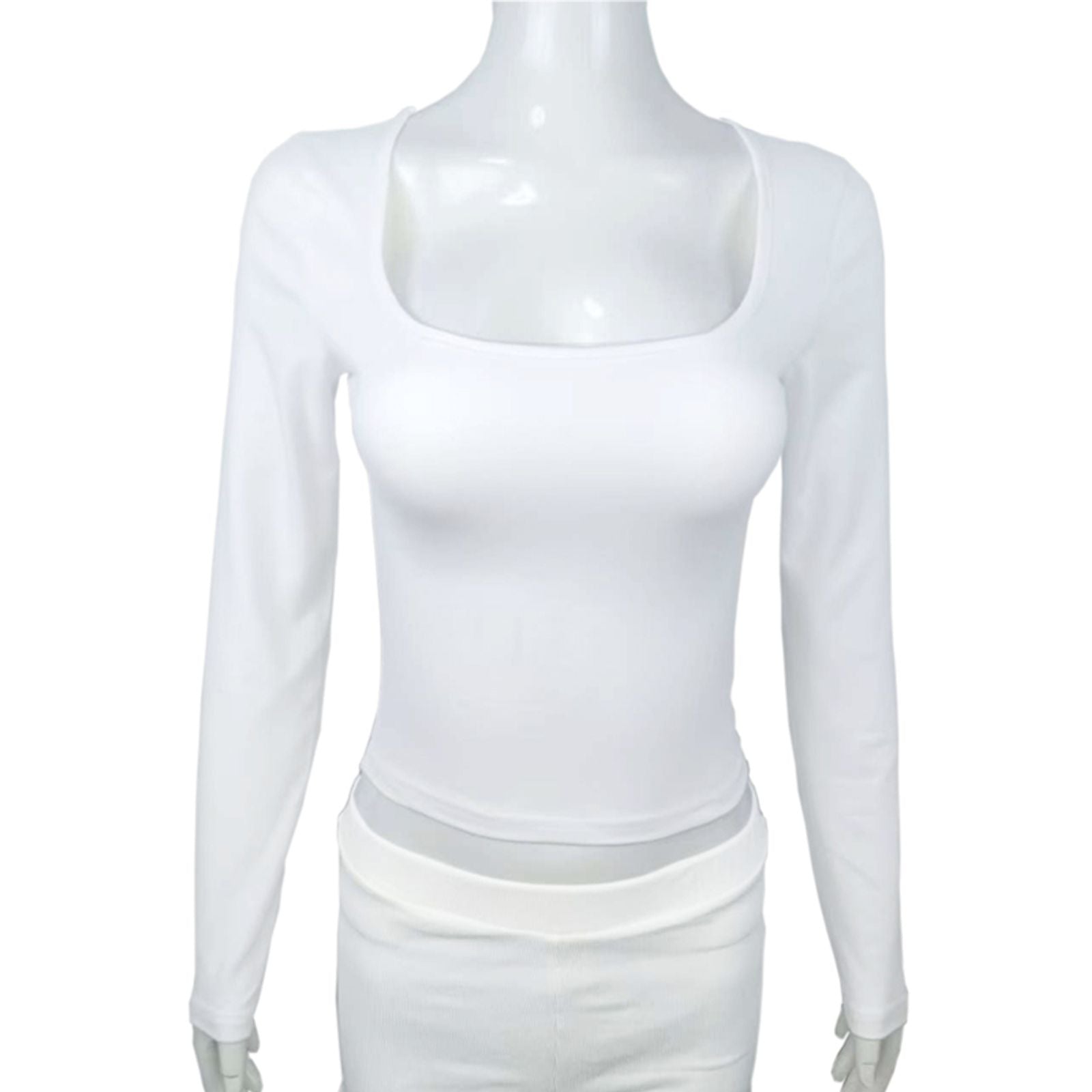 Women’s Slim Fit Long Sleeve T-shirt with Square Collar