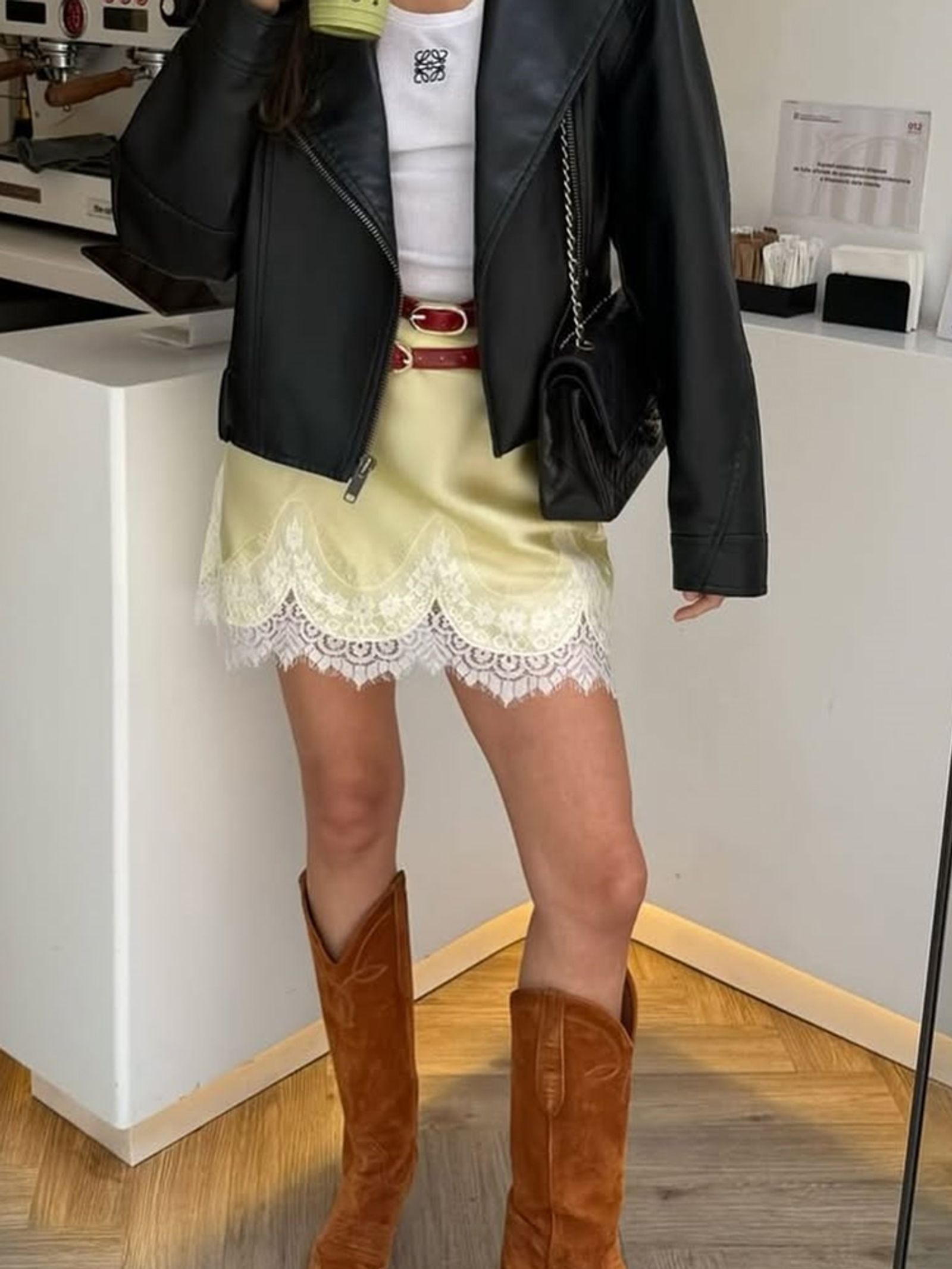 Y2K Style Satin Mini Skirt with Lace Patchwork