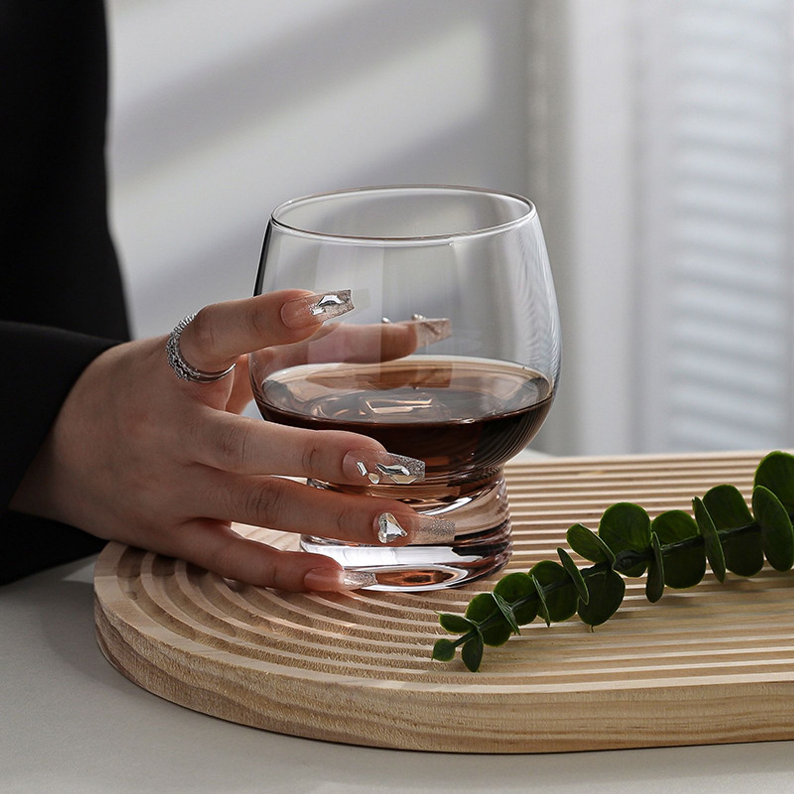 Drum Shaped Glass Tumbler with Thick Base