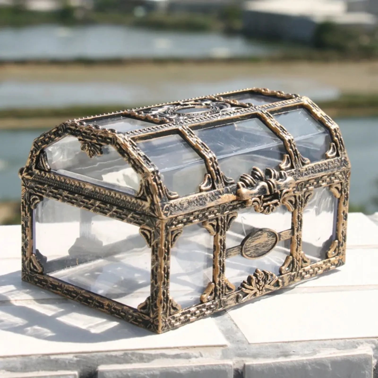 Plastic Transparent Pirate Treasure Box Jewelry Organizer