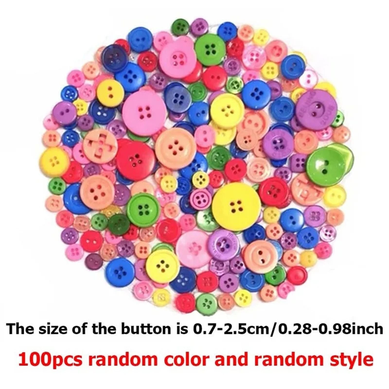 100PCS Colorful Mixed Resin Buttons for DIY Crafts