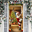 Winter Santa Claus Deer Door Cover Decoration