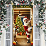 Winter Santa Claus Deer Door Cover Decoration
