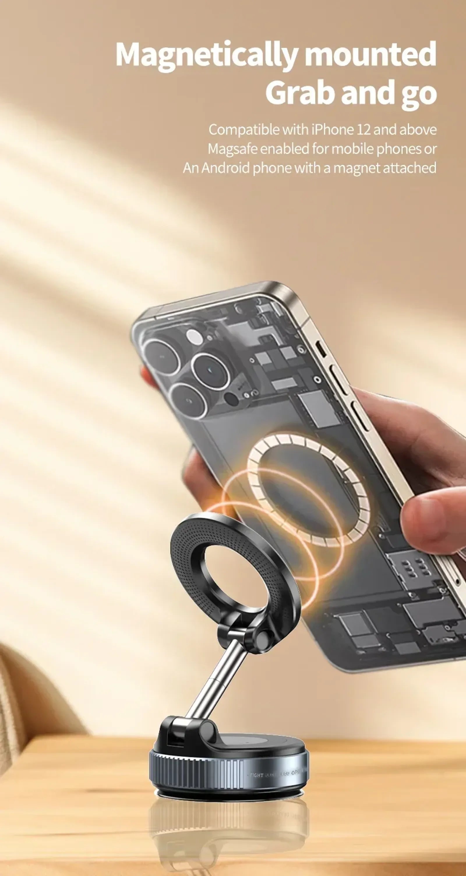 Foldable 360° Adjustable Magnetic Phone Holder Car Mount