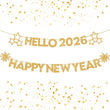 Glitter Happy New Year Gold Banner for 2026 Celebrations