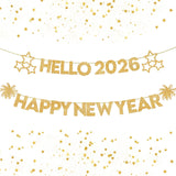 Glitter Happy New Year Gold Banner for 2026 Celebrations