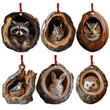 Christmas Animal Acrylic Ornaments - Raccoon, Owl, Bunny, Bird