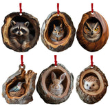 Christmas Animal Acrylic Ornaments - Raccoon, Owl, Bunny, Bird