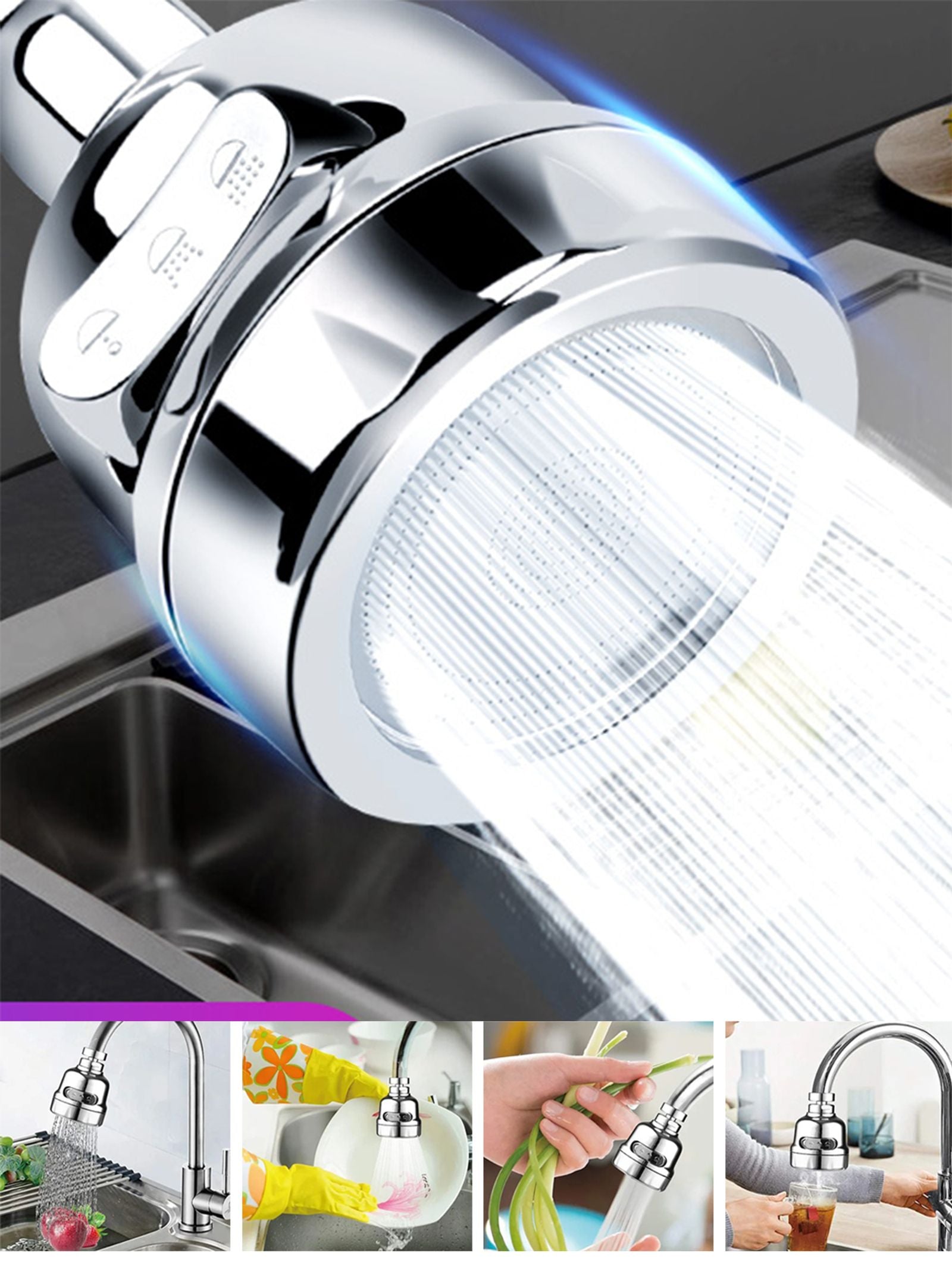 360 Degree Swivel Faucet Extender for Kitchen & Bathroom