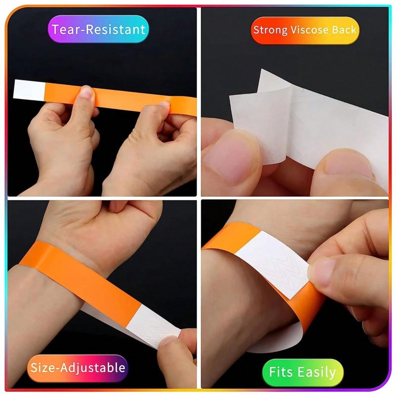 100/500 Pcs Waterproof Paper Wristbands for Parties