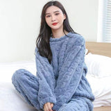 Autumn Women’s Warm Velvet Ribbed Fleece Two-Piece Set