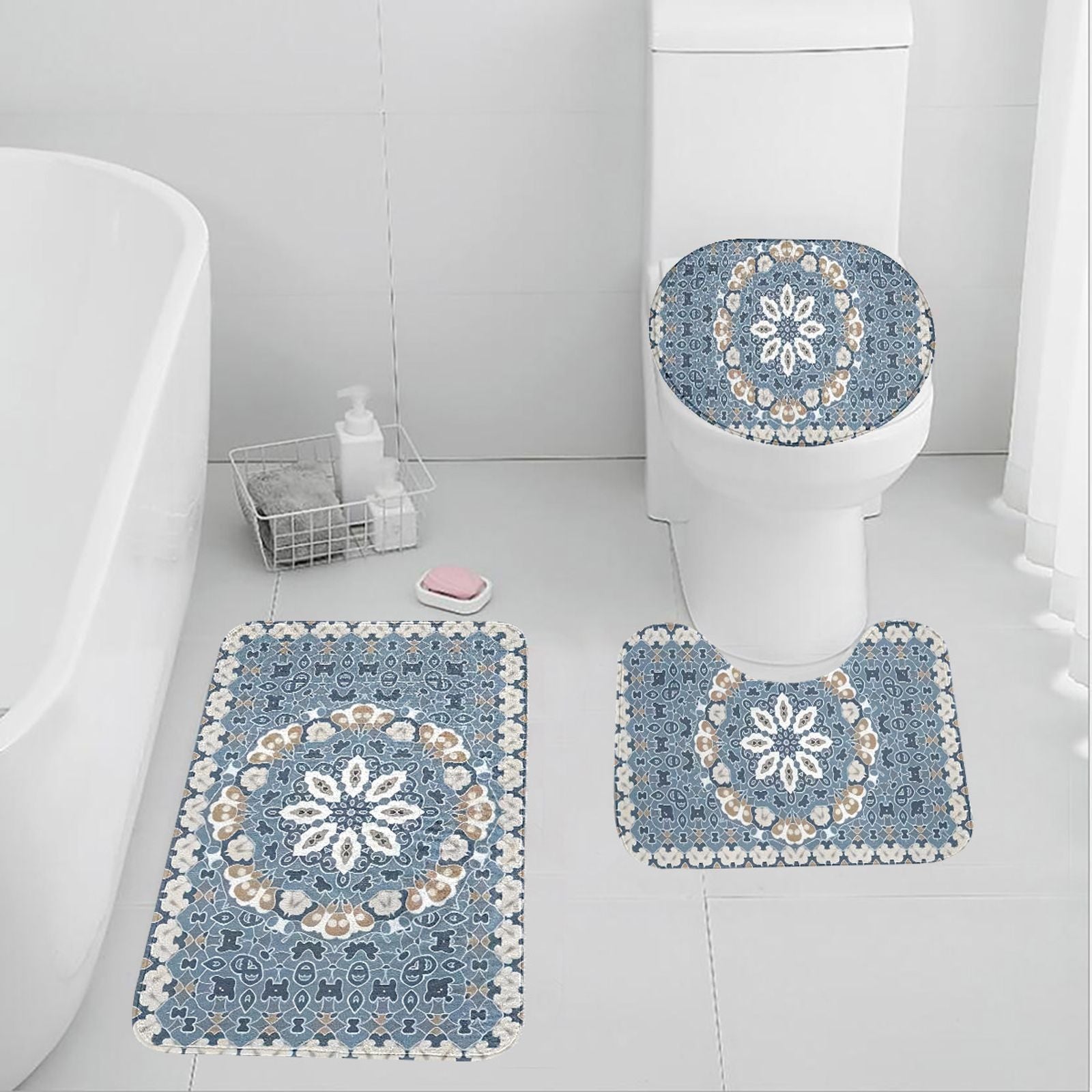 Retro Floral Mandala Non-Slip Bathroom Mat